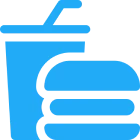 Blue burger and drink icon
