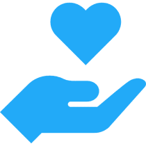 Hand holding a heart icon
