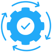 Mechanical gear symbol with checkmark